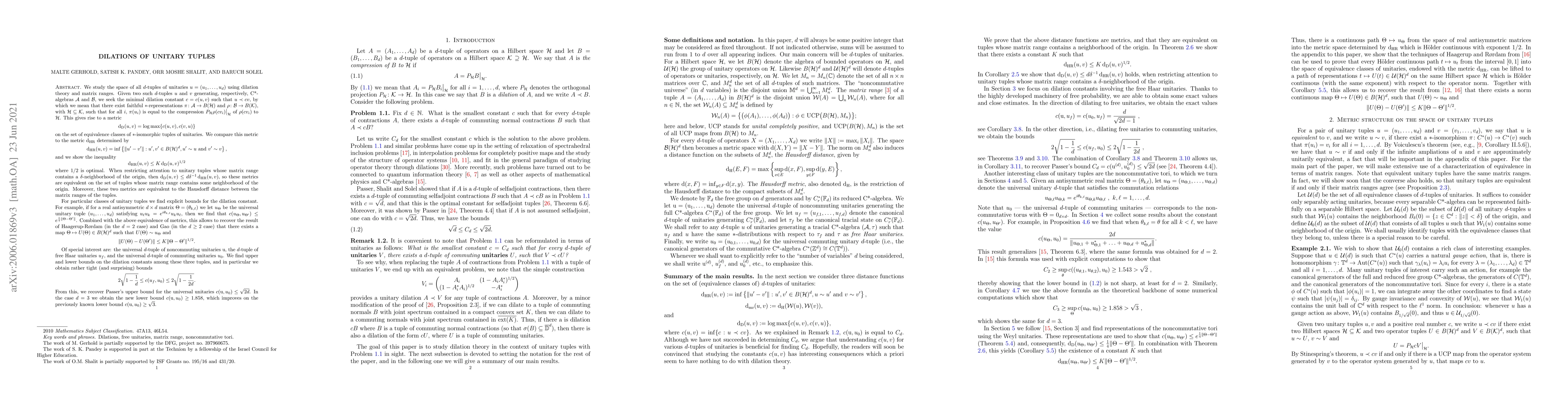 Thumbnail for Dilations of unitary tuples
