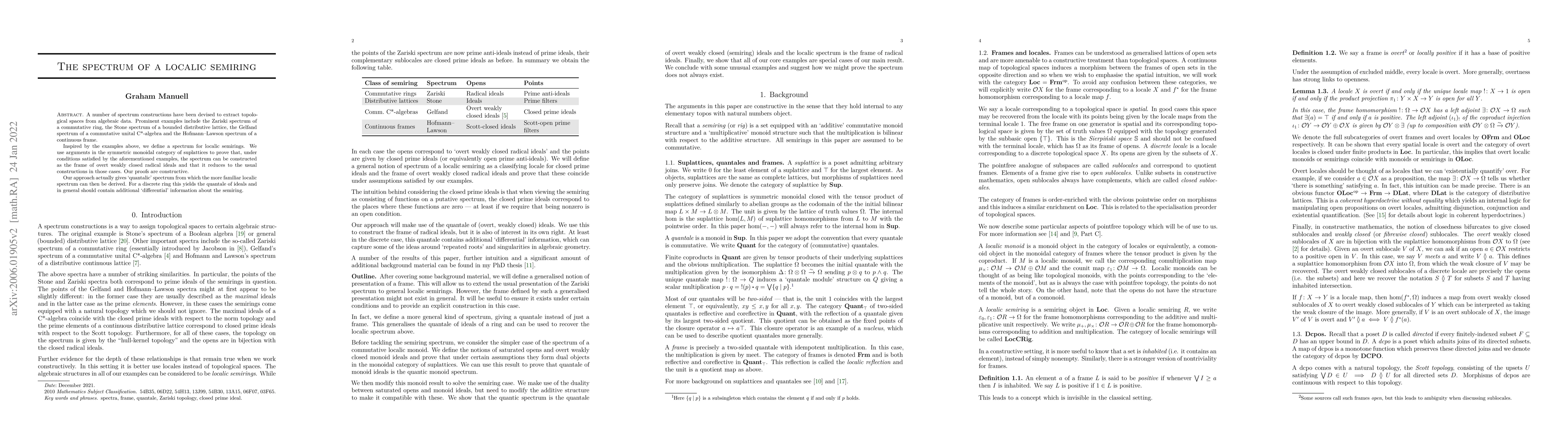 Thumbnail for The spectrum of a localic semiring