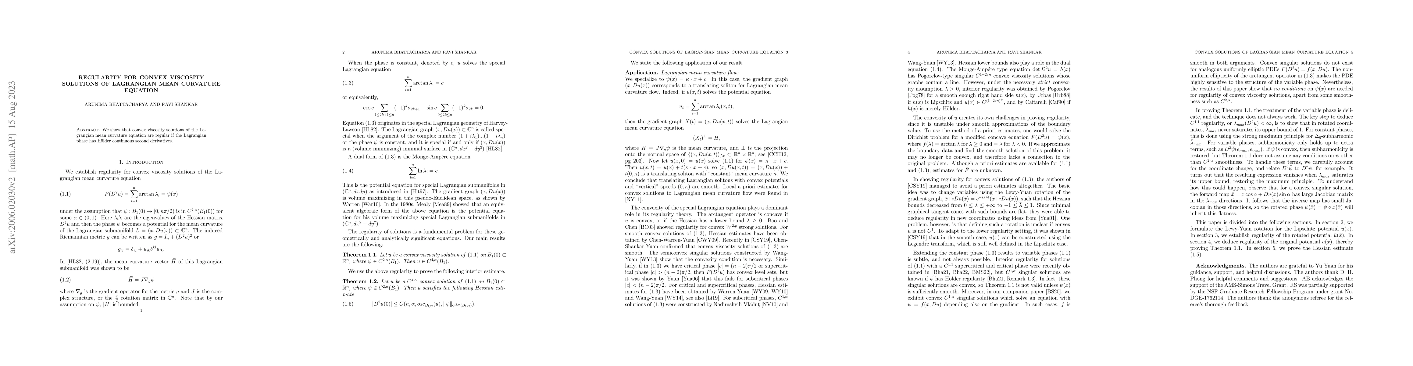 Thumbnail for Regularity for convex viscosity solutions of Lagrangian mean curvature
  equation