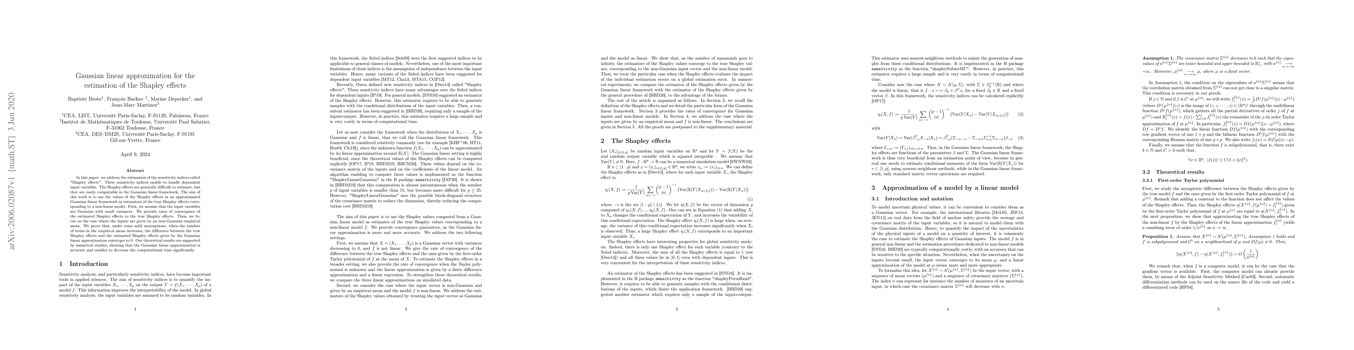 Thumbnail for Gaussian linear approximation for the estimation of the Shapley effects