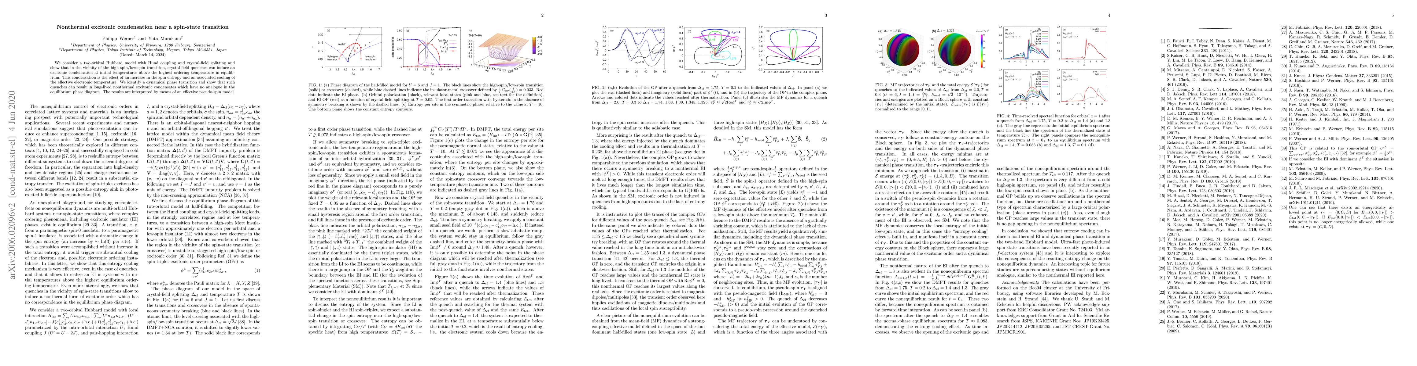 Thumbnail for Nonthermal excitonic condensation near a spin-state transition