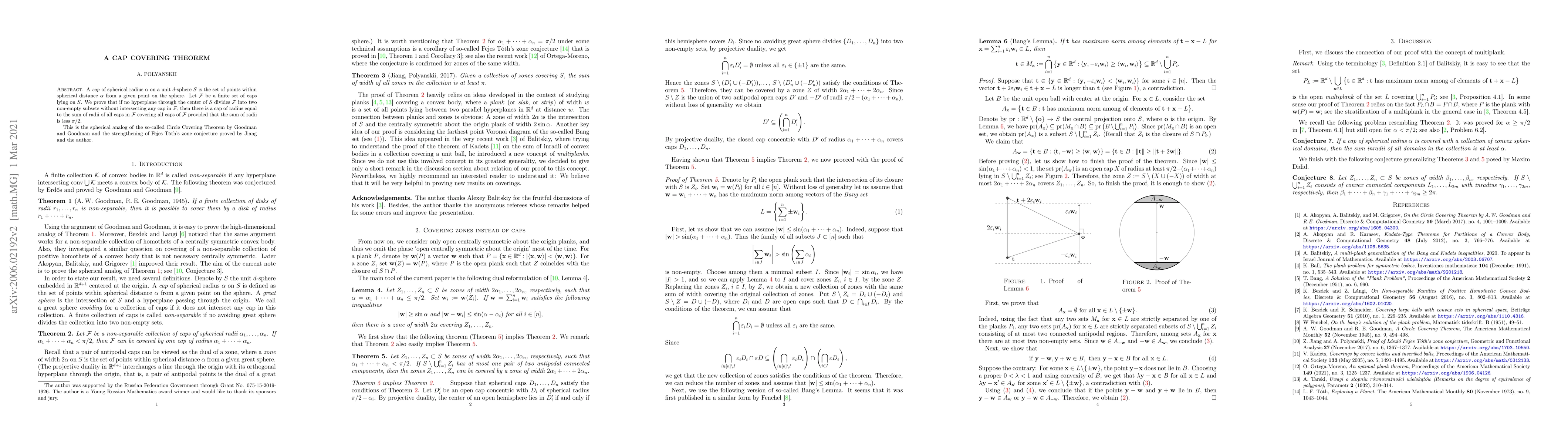 Thumbnail for A cap covering theorem