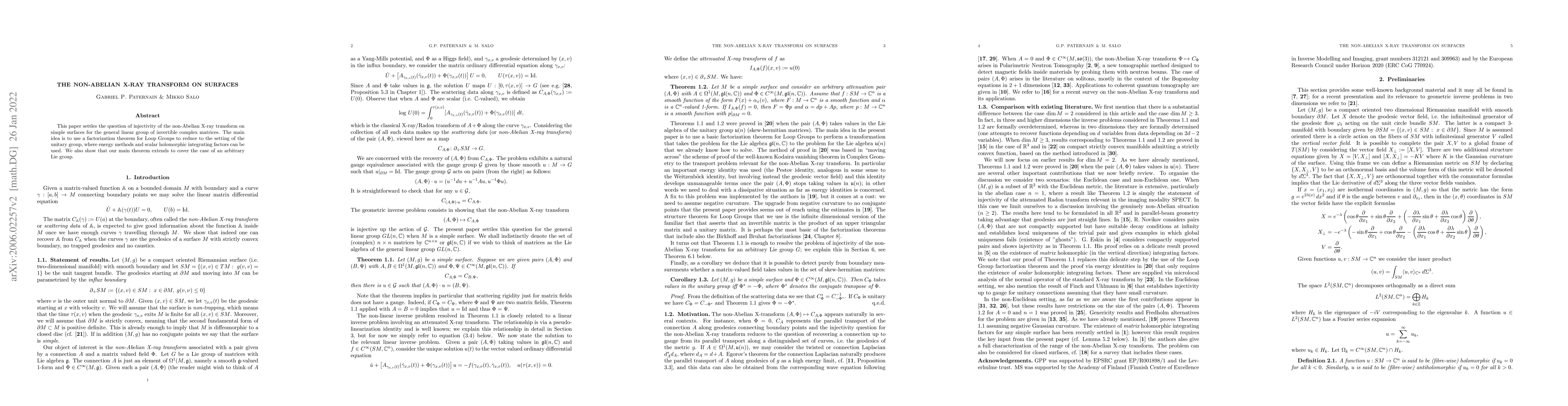 Thumbnail for The non-Abelian X-ray transform on surfaces