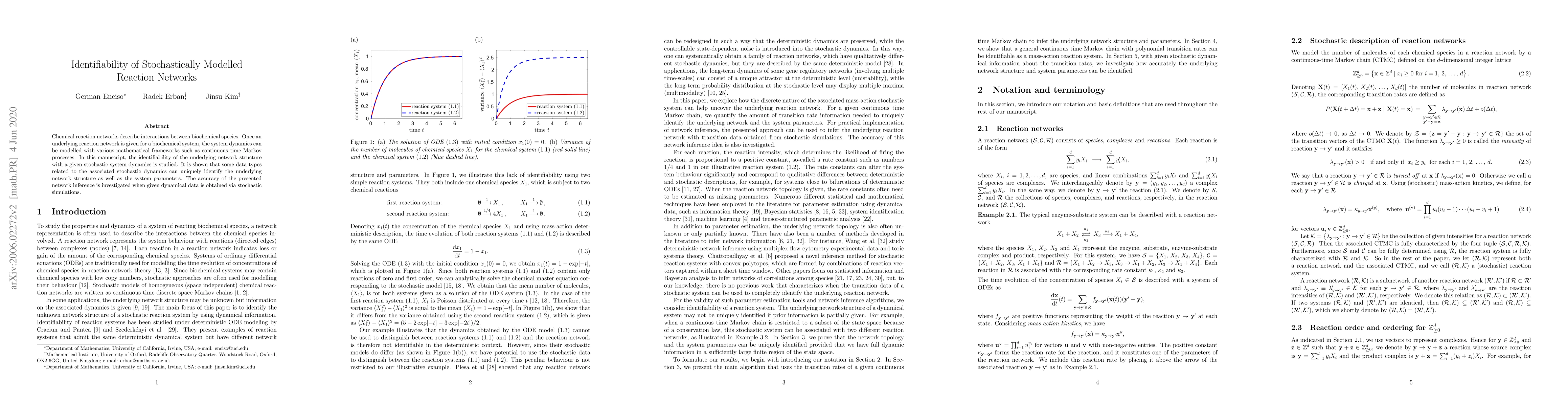 Thumbnail for Identifiability of Stochastically Modelled Reaction Networks