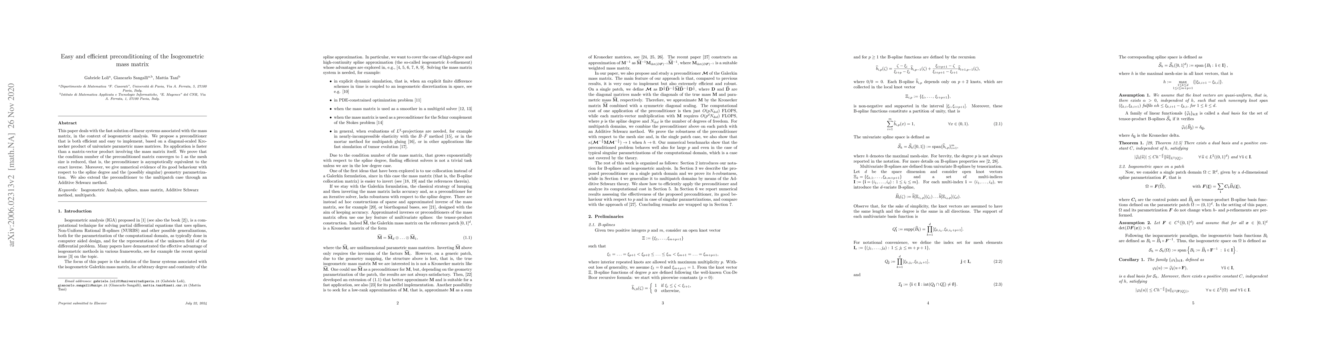 Thumbnail for Easy and Efficient preconditioning of the Isogeometric Mass Matrix