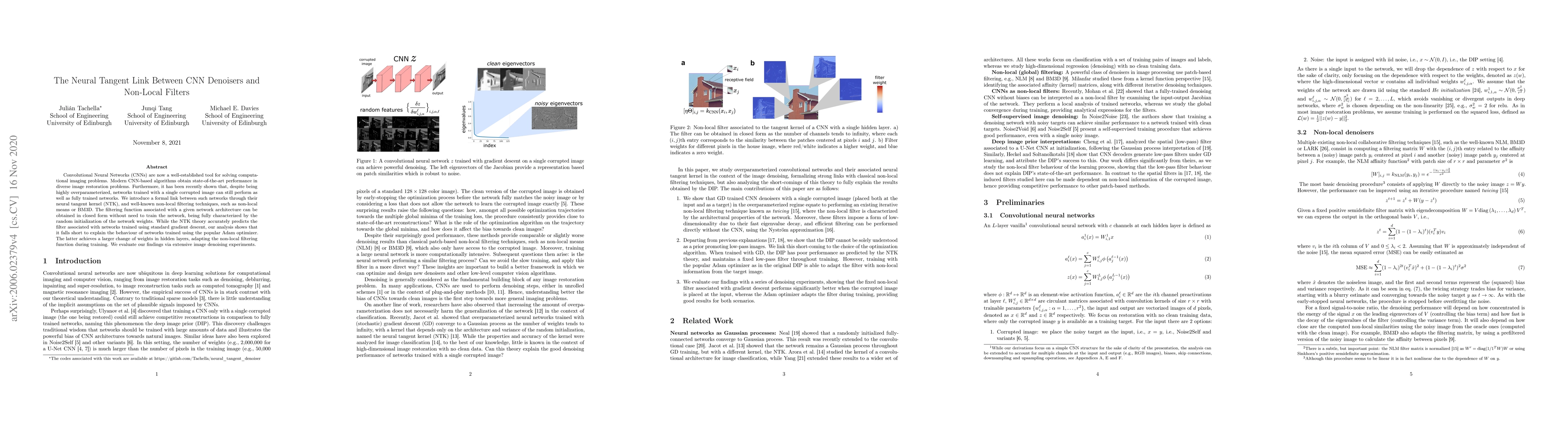 Thumbnail for The Neural Tangent Link Between CNN Denoisers and Non-Local Filters