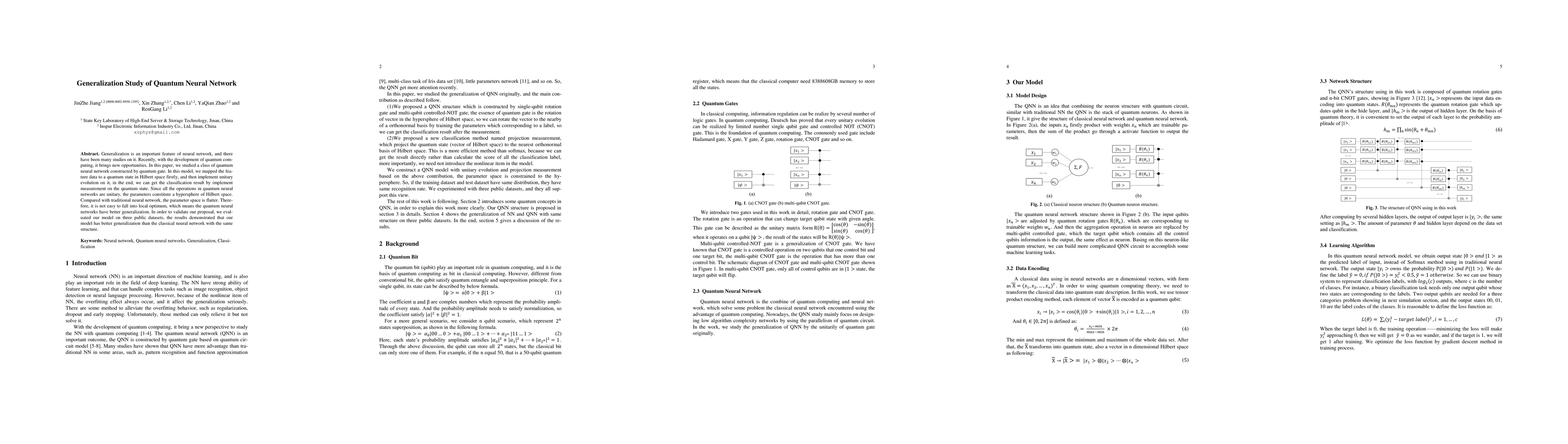 Thumbnail for Generalization Study of Quantum Neural Network