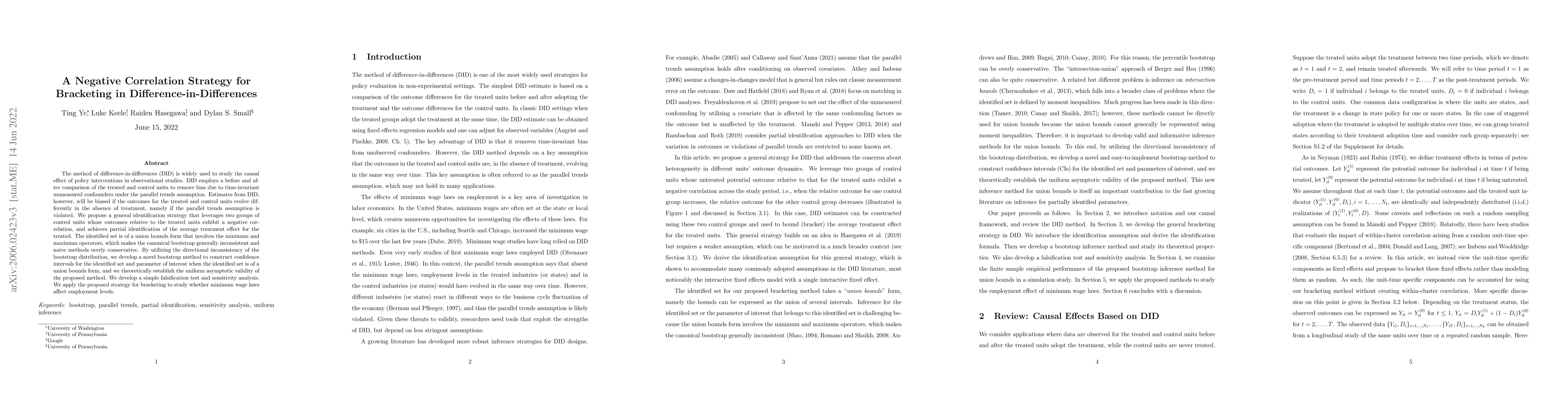 Thumbnail for A Negative Correlation Strategy for Bracketing in
  Difference-in-Differences