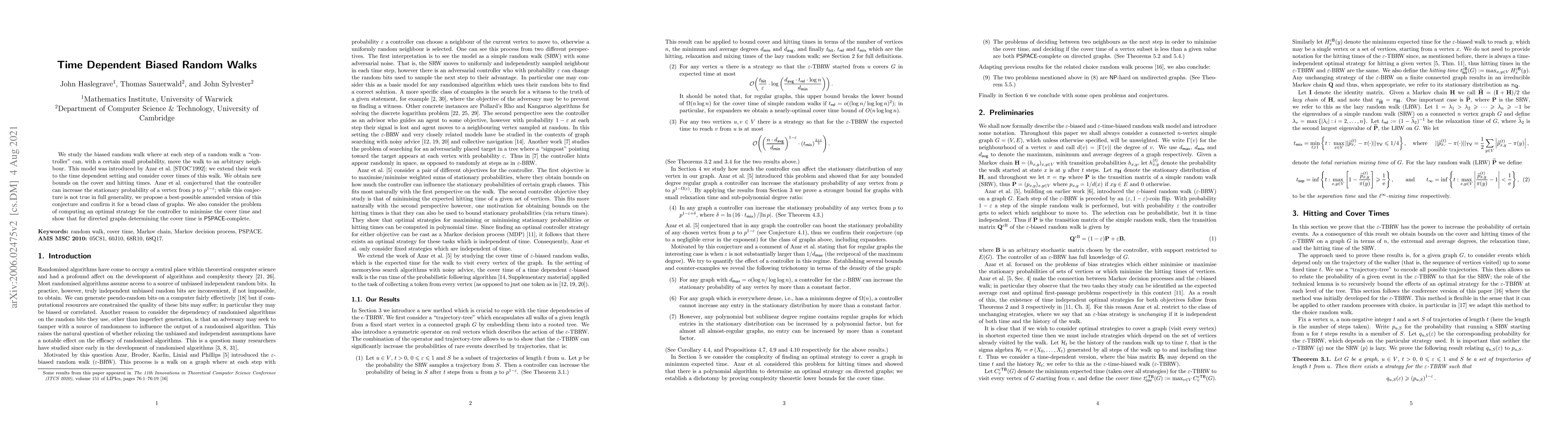 Thumbnail for Time Dependent Biased Random Walks