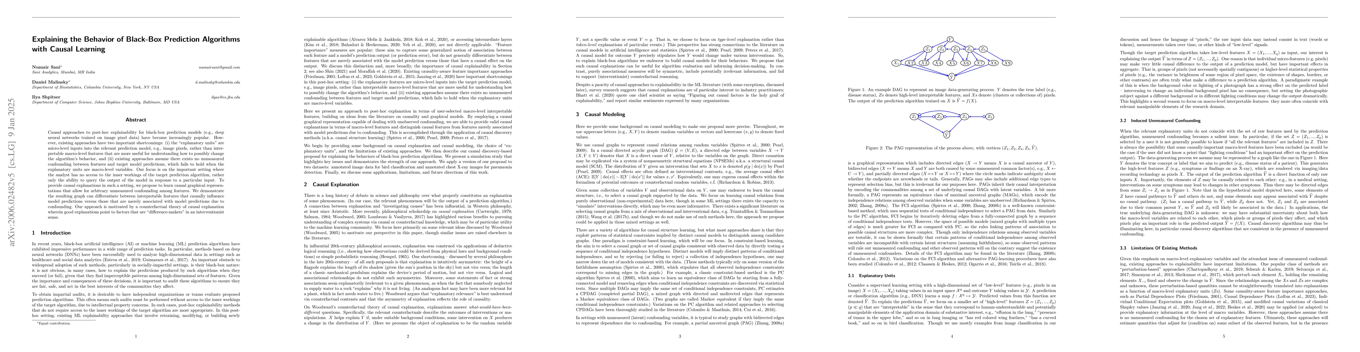 Thumbnail for Explaining the Behavior of Black-Box Prediction Algorithms with Causal
  Learning
