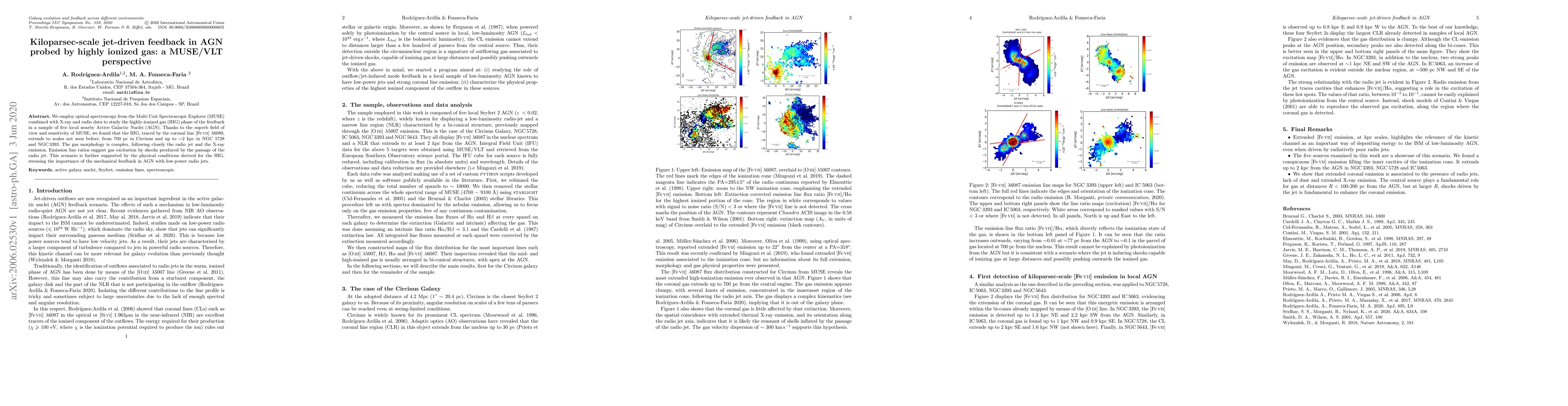 Thumbnail for Kiloparsec-scale jet-driven feedback in AGN probed by highly ionized
  gas: a MUSE/VLT perspective