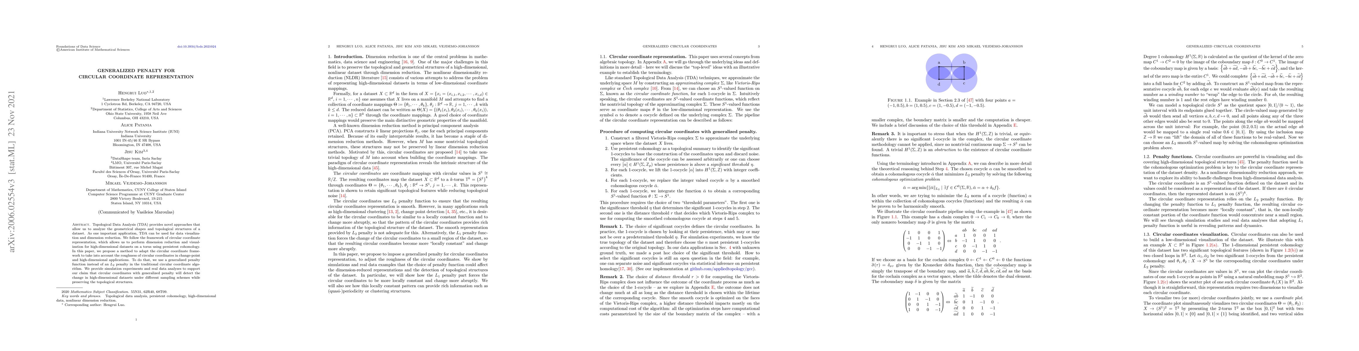 Thumbnail for Generalized Penalty for Circular Coordinate Representation