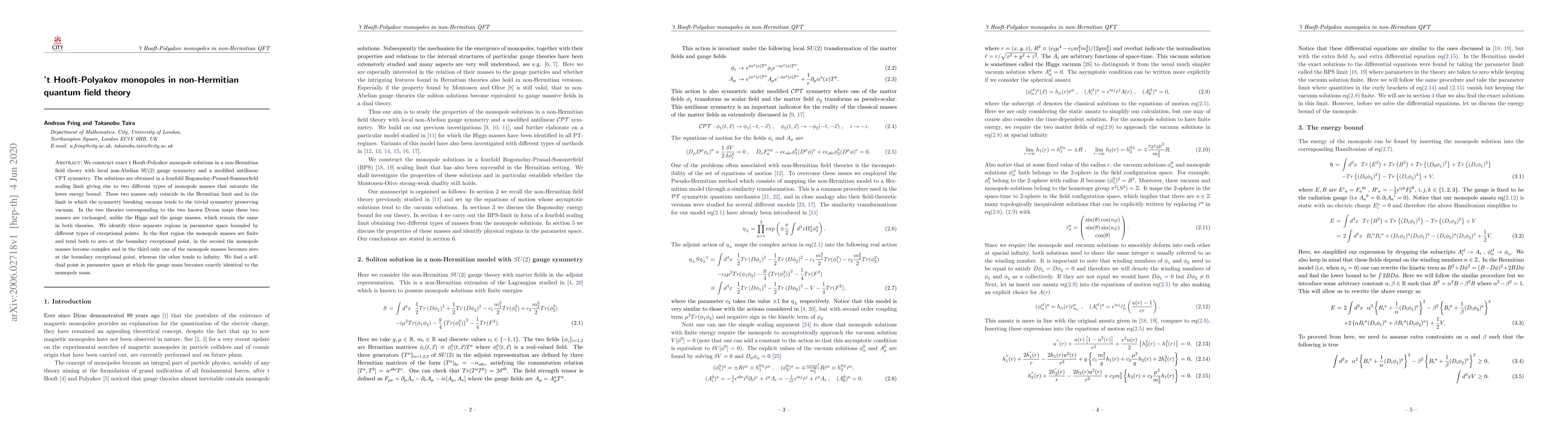 Thumbnail for 't Hooft-Polyakov monopoles in non-Hermitian quantum field theory