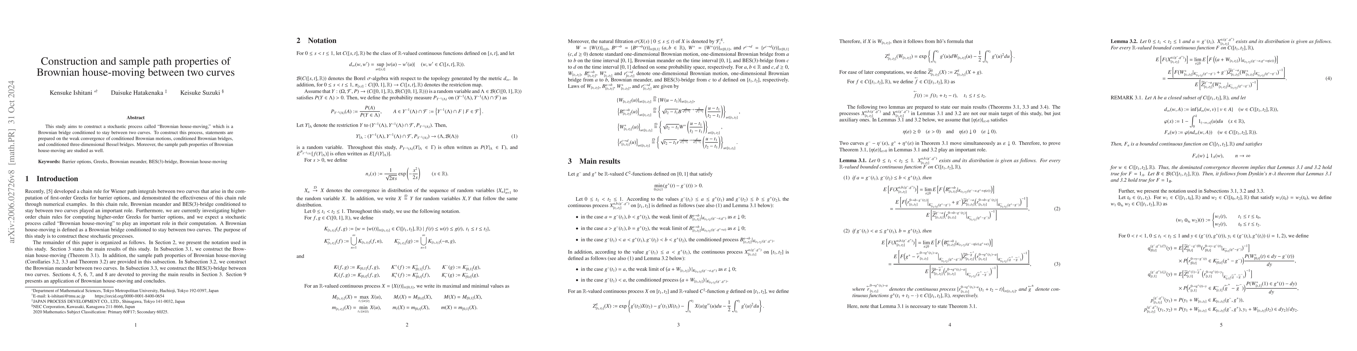 Thumbnail for Construction and sample path properties of Brownian house-moving between
  two curves