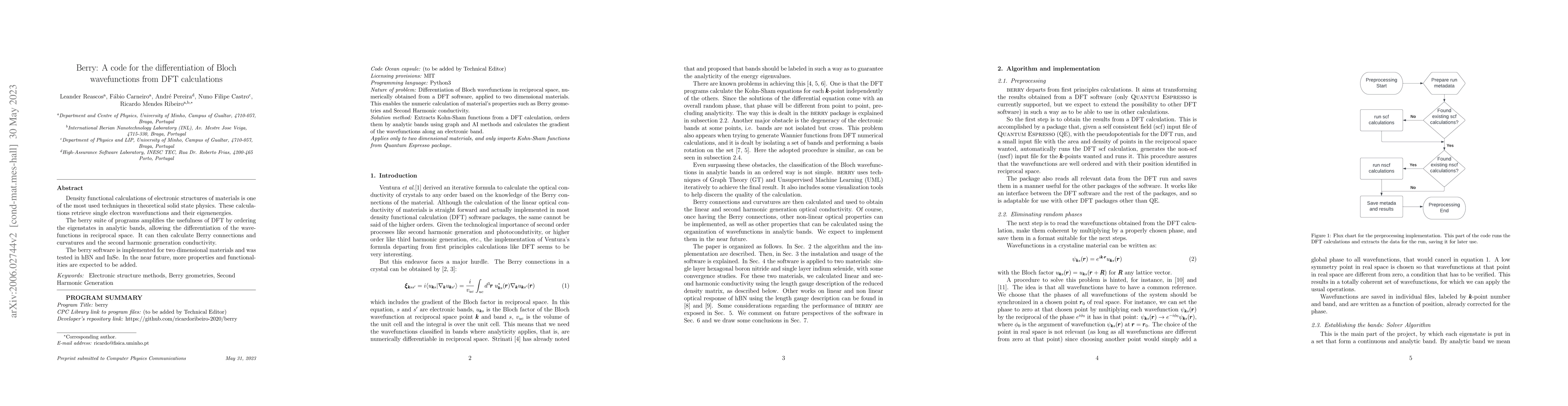 Thumbnail for Berry: A code for the differentiation of Bloch wavefunctions from DFT
  calculations