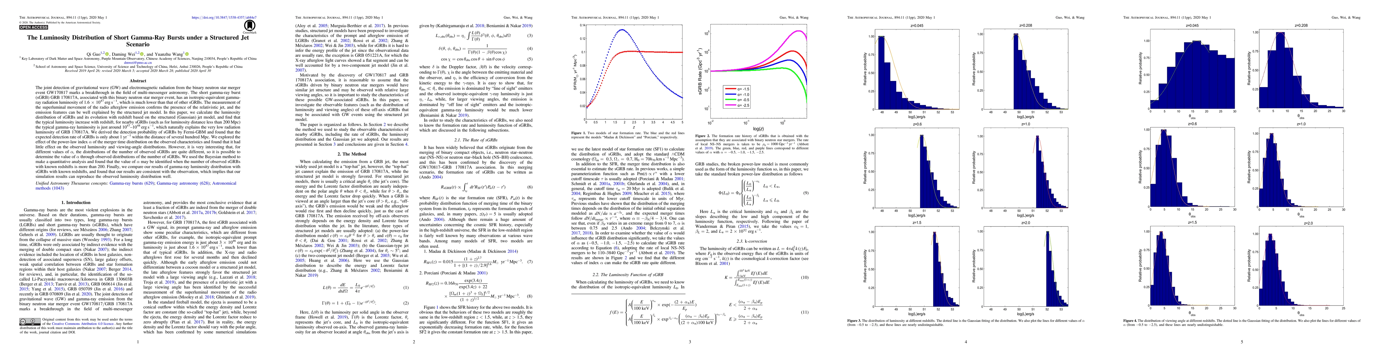 Thumbnail for The Luminosity Distribution of Short Gamma-Ray Bursts under a Structured
  Jet Scenario