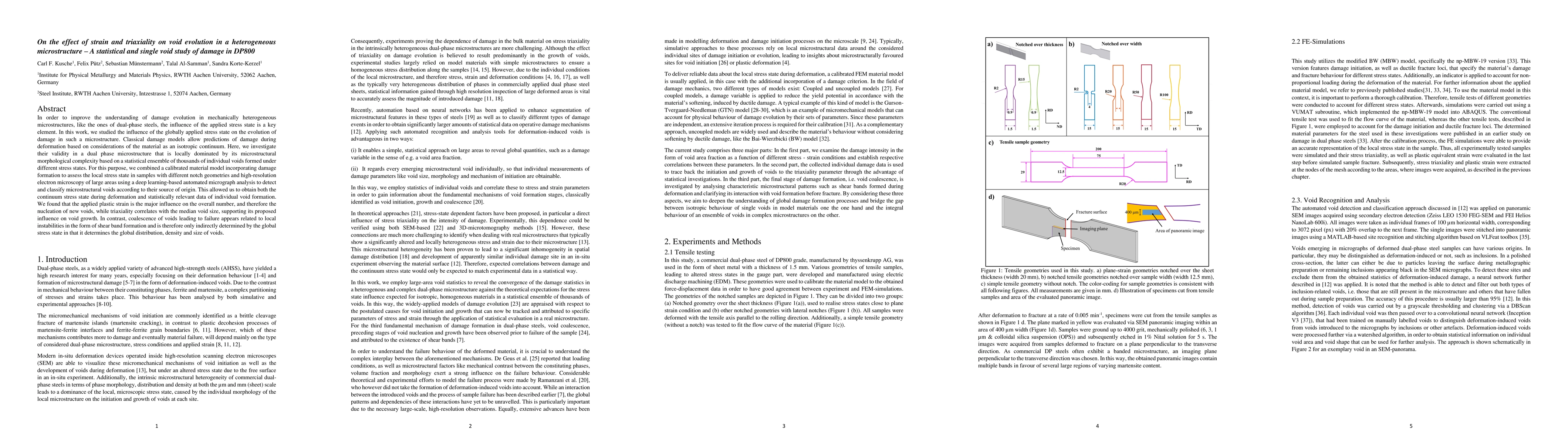 Thumbnail for On the effect of strain and triaxiality on void evolution in a
  heterogeneous microstructure -- A statistical and single void study of damage
  in DP800