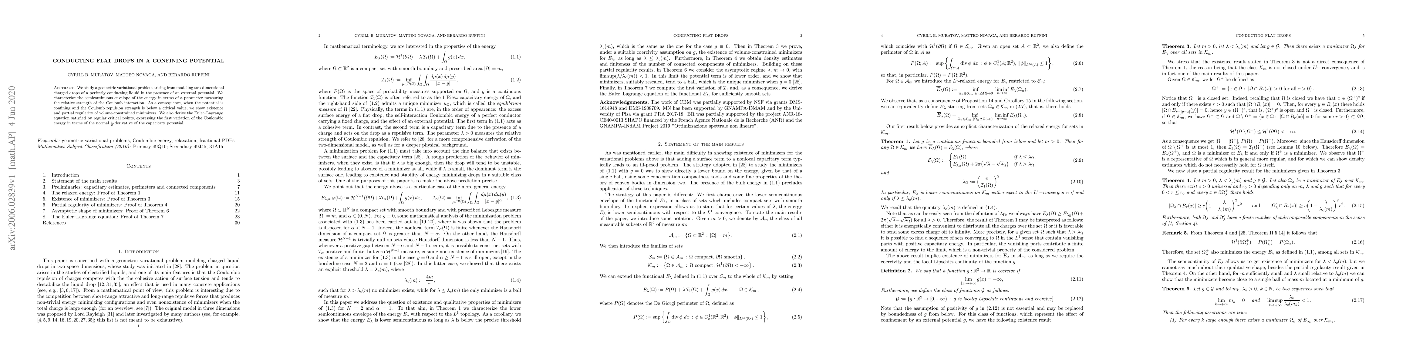 Thumbnail for Conducting flat drops in a confining potential