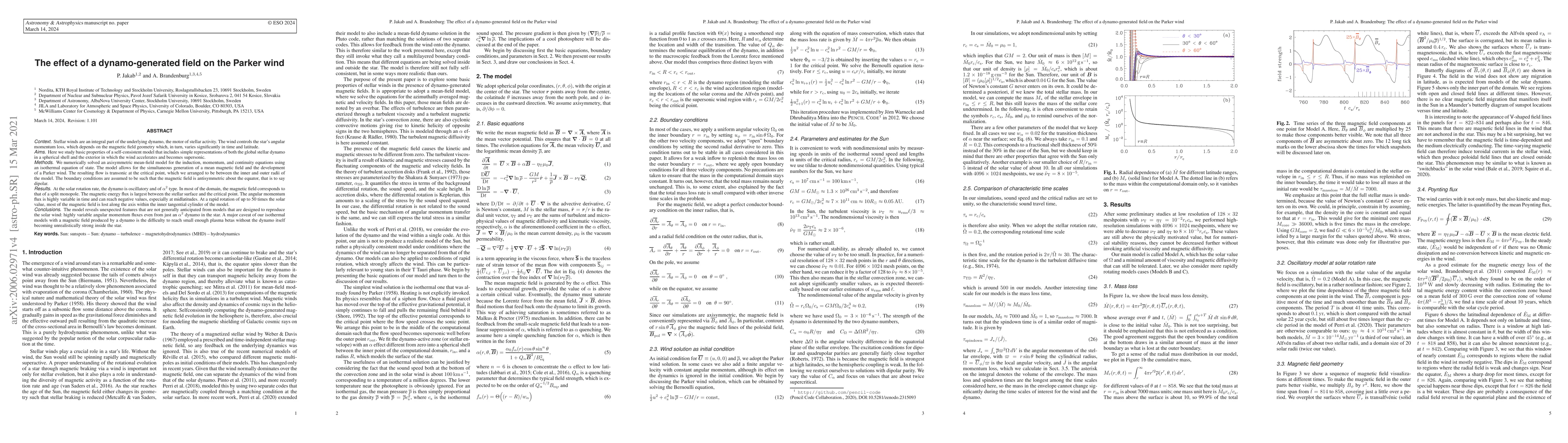 Thumbnail for The effect of a dynamo-generated field on the Parker wind