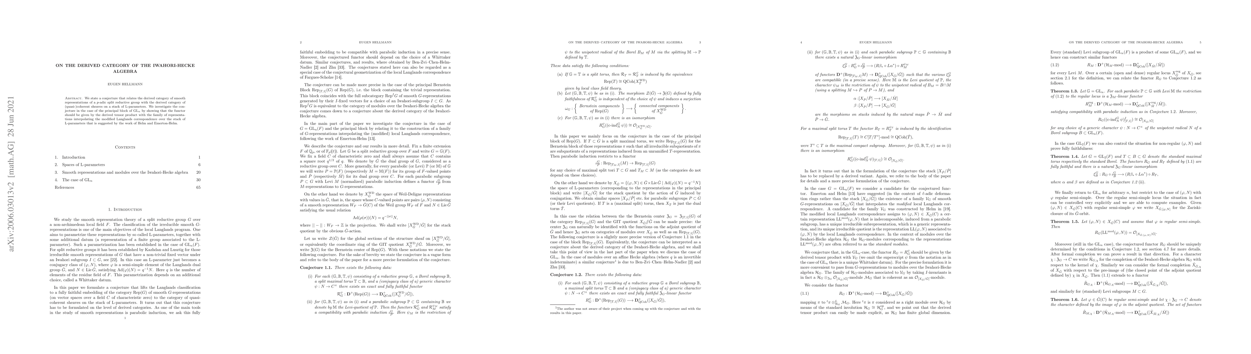 Thumbnail for On the derived category of the Iwahori-Hecke algebra