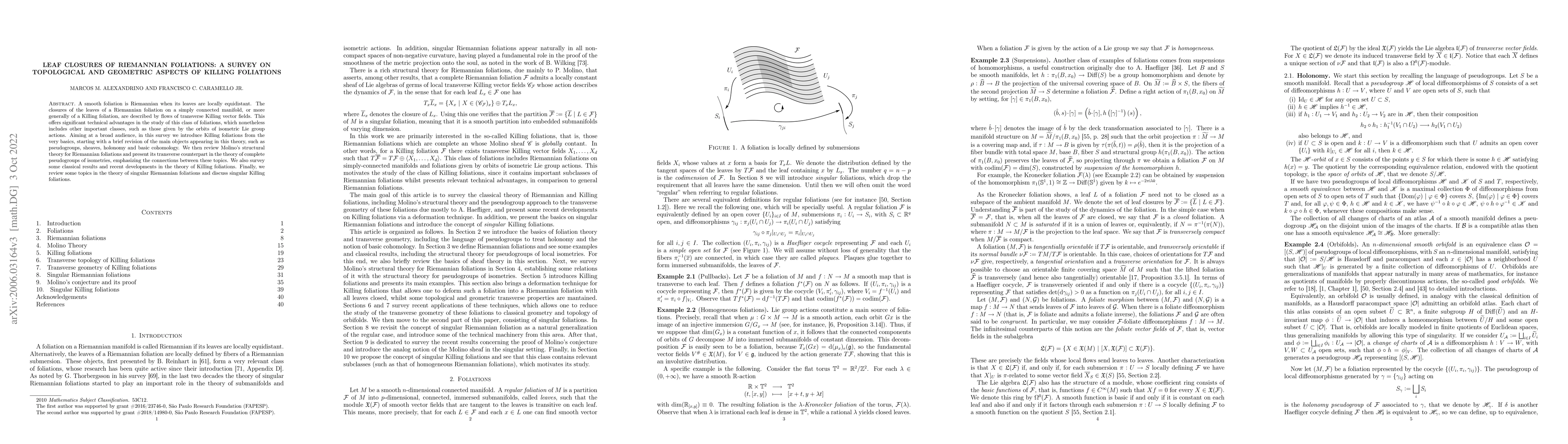 Thumbnail for Leaf closures of Riemannian foliations: a survey on topological and
  geometric aspects of Killing foliations