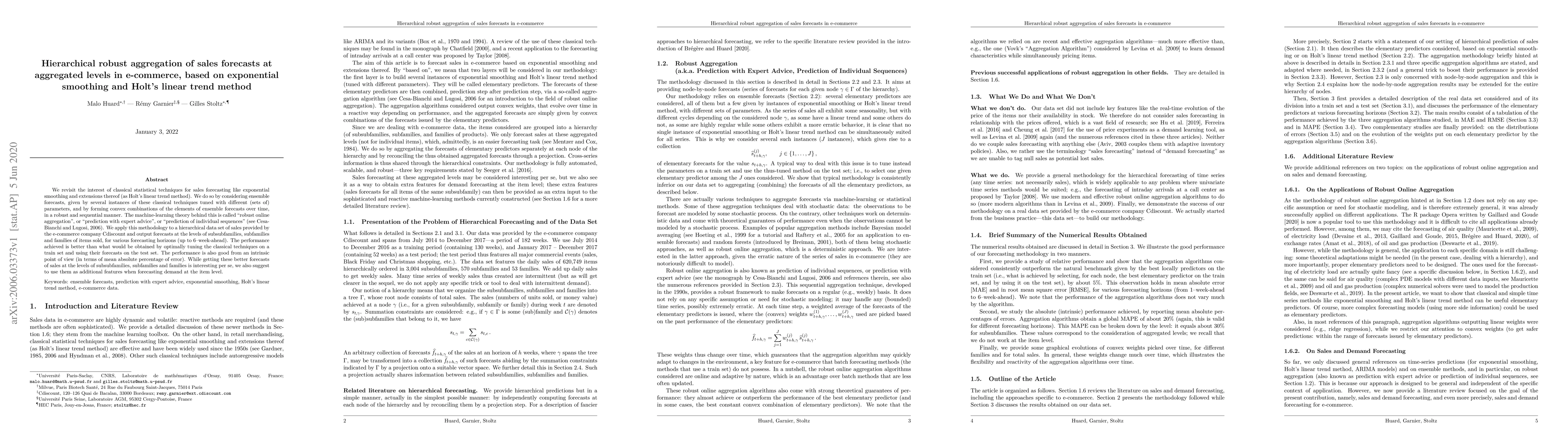 Thumbnail for Hierarchical robust aggregation of sales forecasts at aggregated levels
  in e-commerce, based on exponential smoothing and Holt's linear trend method