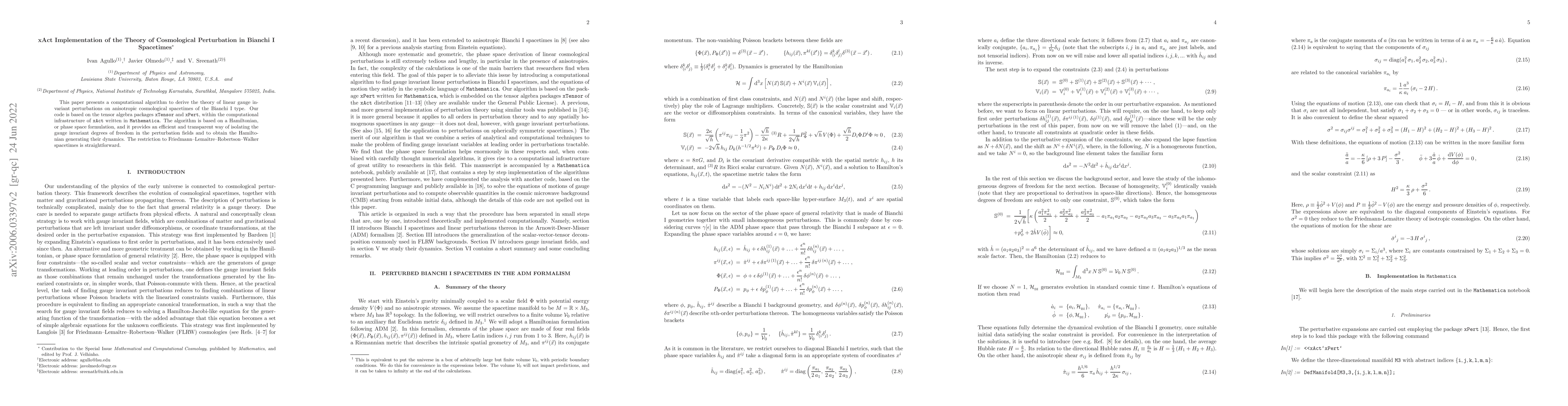 Thumbnail for xAct Implementation of the Theory of Cosmological Perturbation in
  Bianchi I Spacetimes