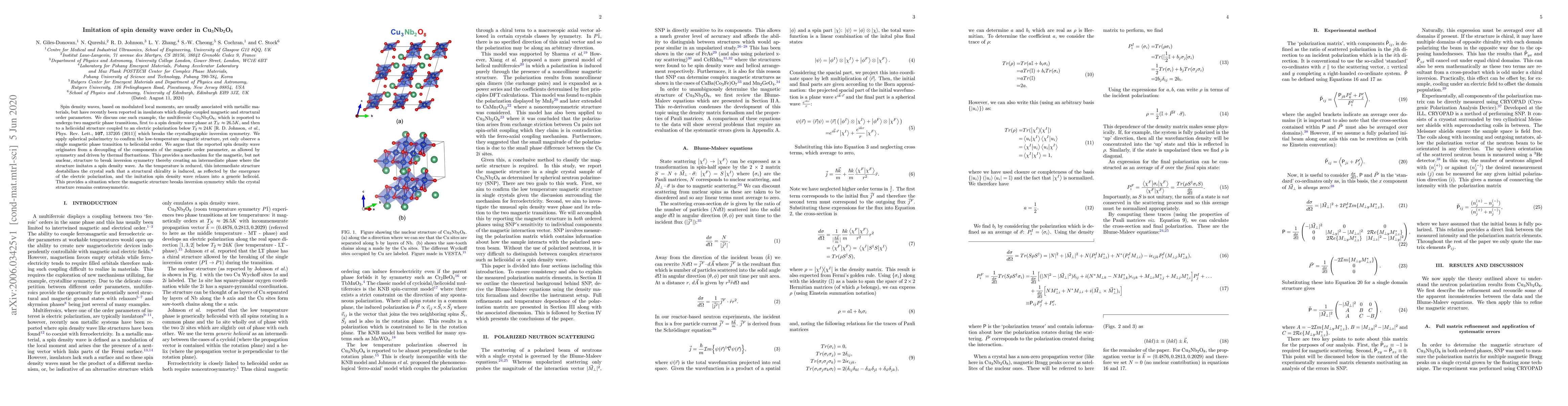 Thumbnail for Imitation of spin density wave order in Cu$_3$Nb$_2$O$_8$