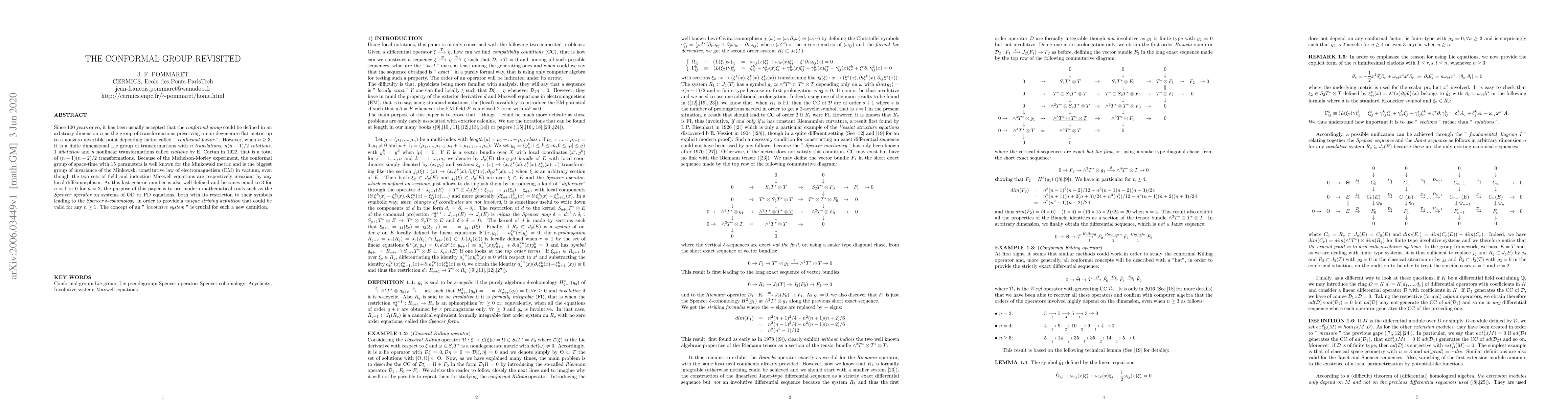Thumbnail for The Conformal Group Revisited