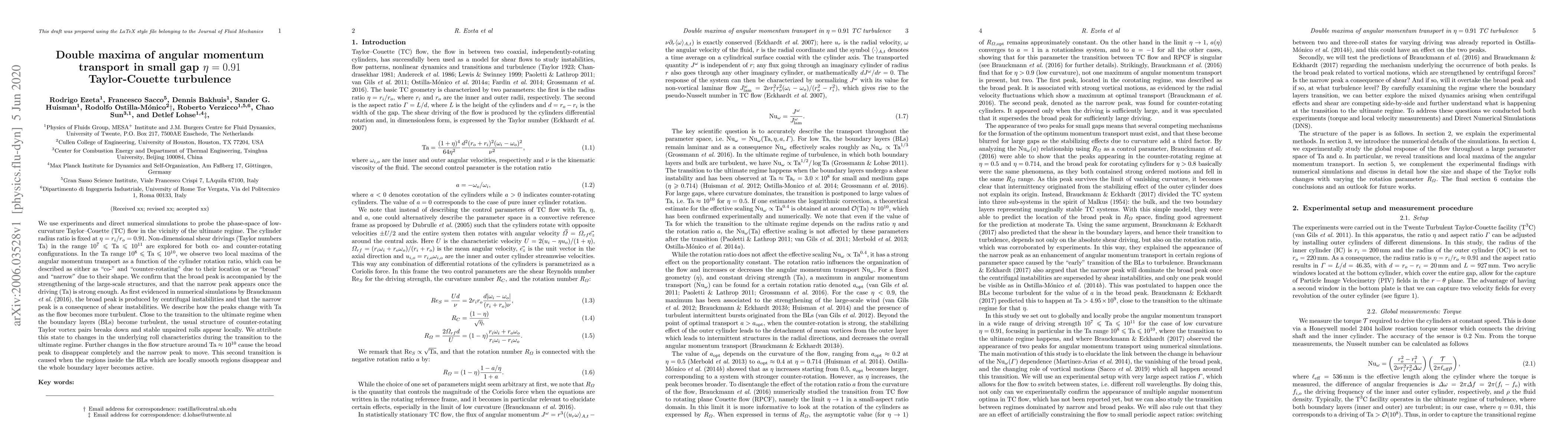 Thumbnail for Double maxima of angular momentum transport in $\eta=0.91$ TC turbulence