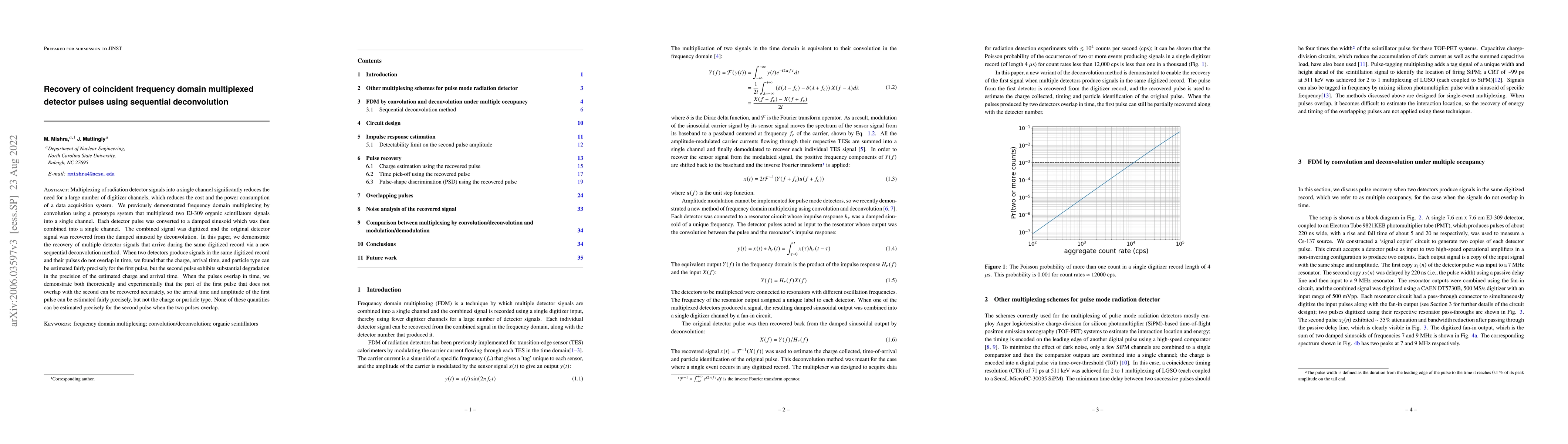 Thumbnail for Recovery of coincident frequency domain multiplexed detector pulses
  using sequential deconvolution