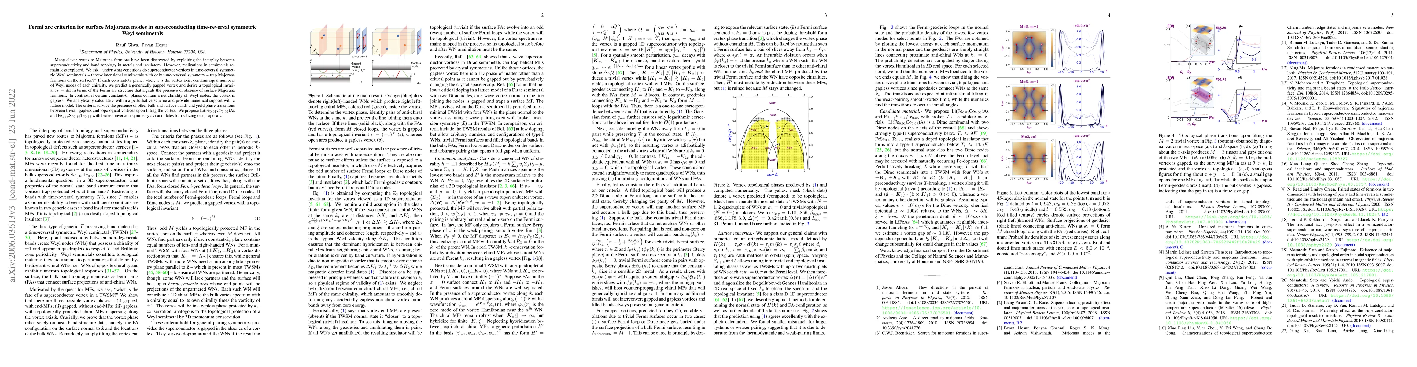 Thumbnail for Fermi arc criterion for surface Majorana modes in superconducting
  time-reversal symmetric Weyl semimetals