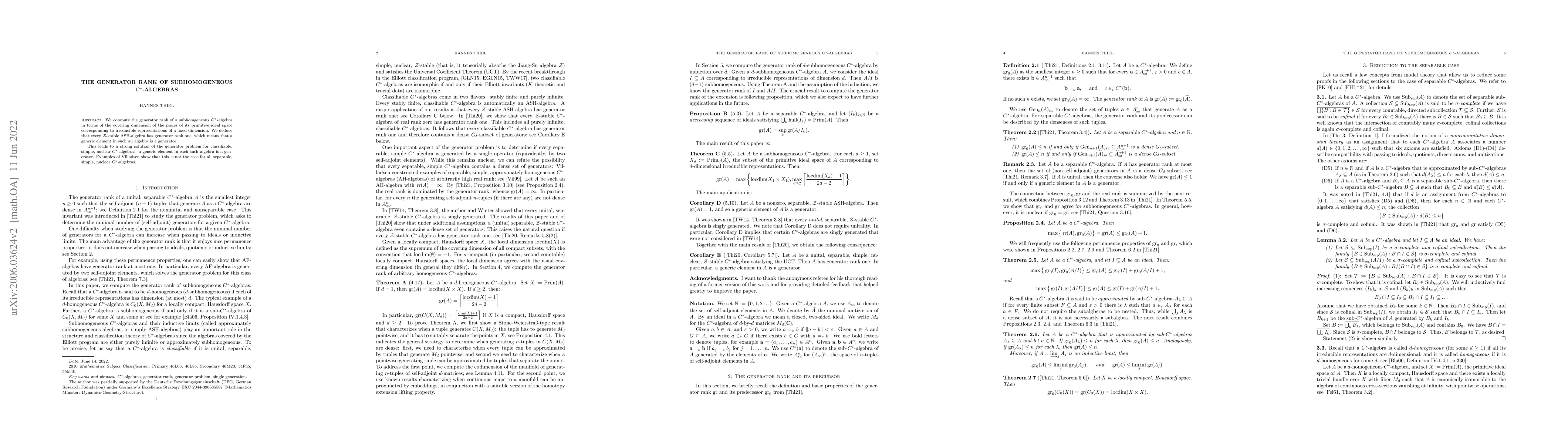 Thumbnail for The generator rank of subhomogeneous C*-algebras