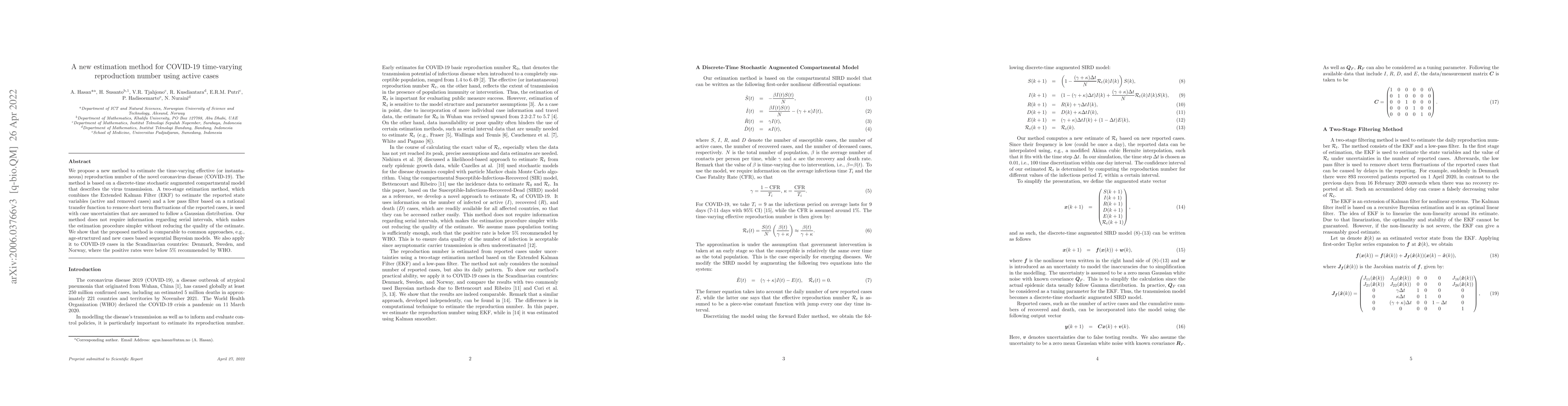 Thumbnail for A new estimation method for COVID-19 time-varying reproduction number
  using active cases