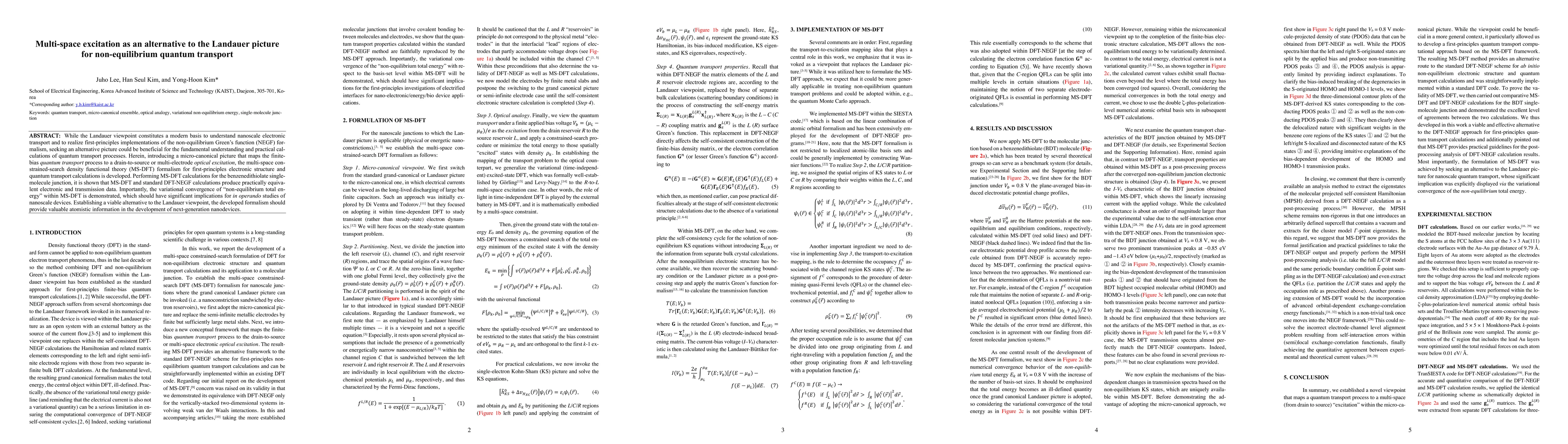 Thumbnail for Multi-space excitation as an alternative to the Landauer picture for
  non-equilibrium quantum transport
