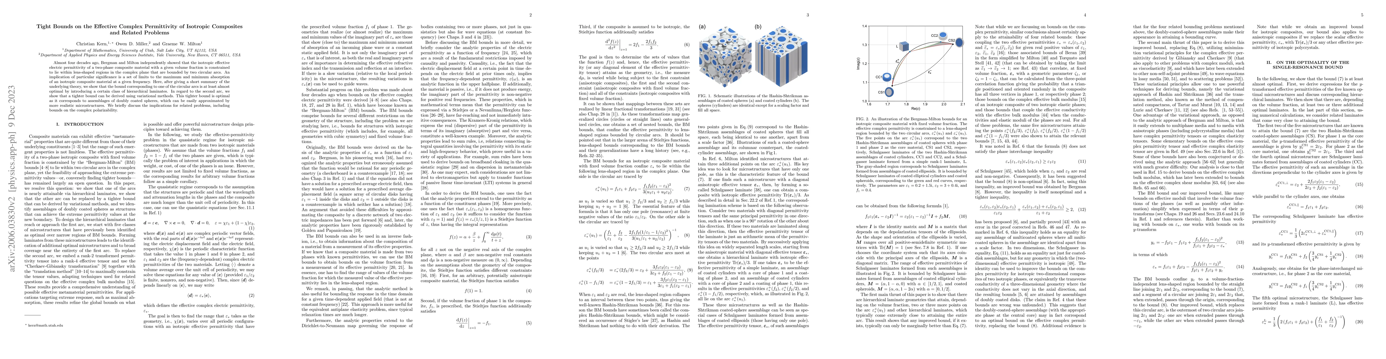 Thumbnail for Tight Bounds on the Effective Complex Permittivity of Isotropic
  Composites and Related Problems