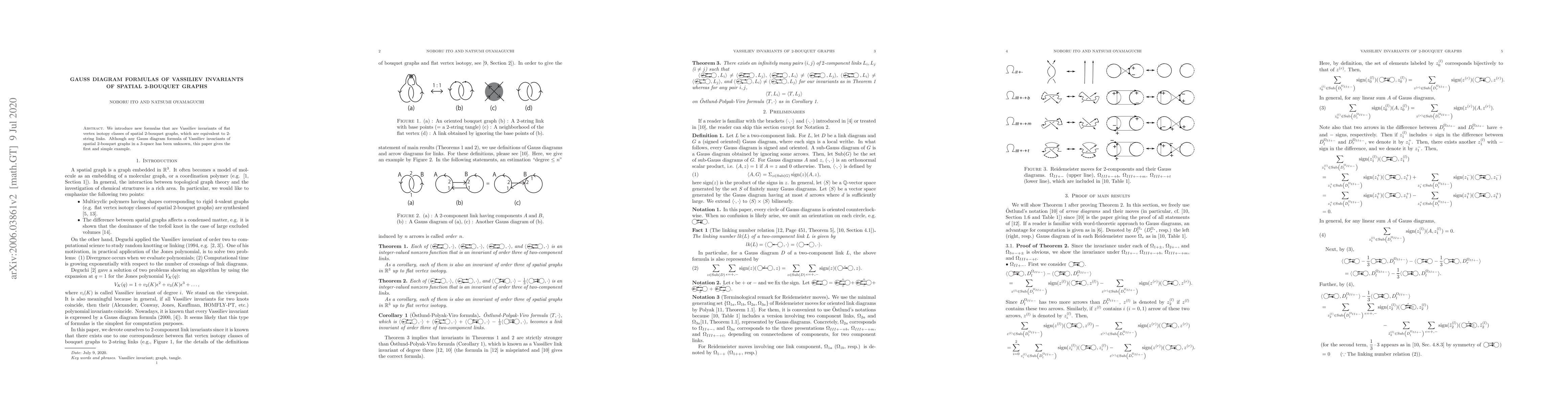 Thumbnail for Gauss diagram formulas of Vassiliev invariants of spatial 2-bouquet
  graphs
