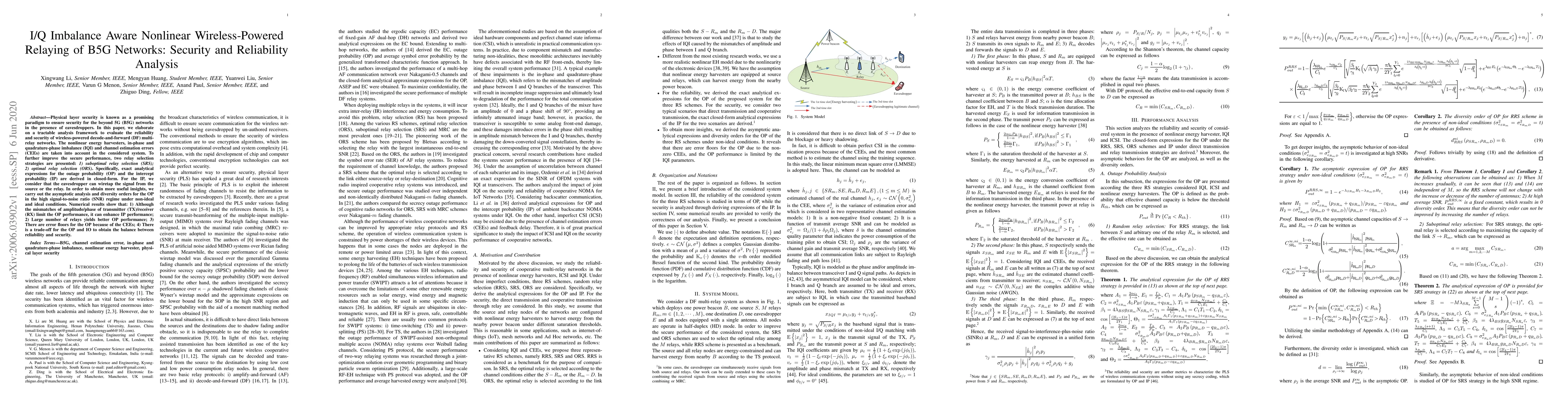 Thumbnail for I/Q Imbalance Aware Nonlinear Wireless-Powered Relaying of B5G Networks:
  Security and Reliability Analysis