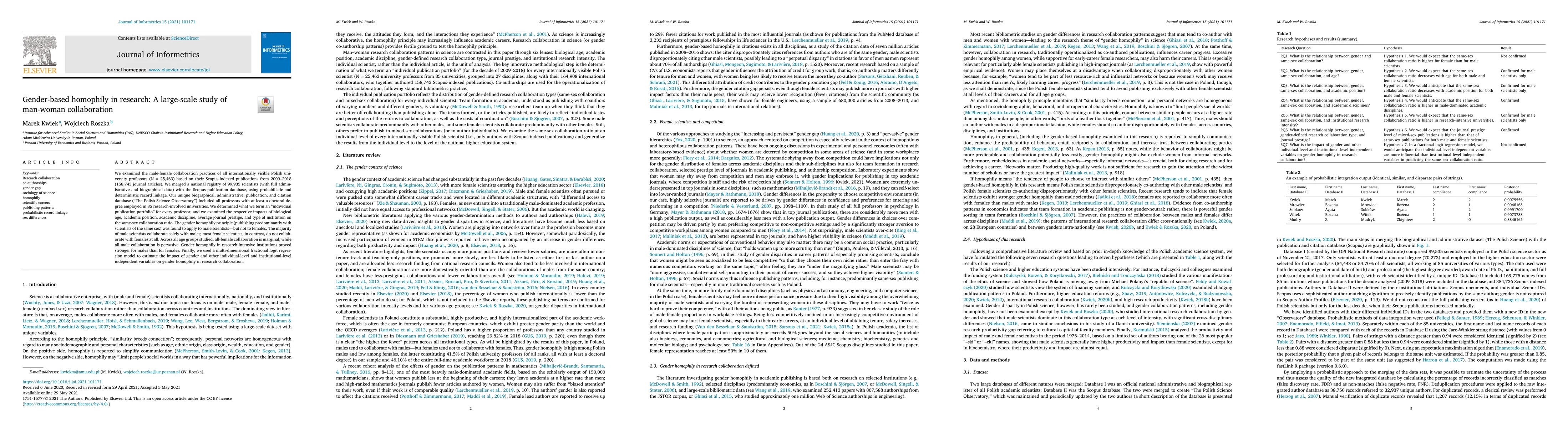Thumbnail for Gender-Based Homophily in Research: A Large-Scale Study of Man-Woman
  Collaboration