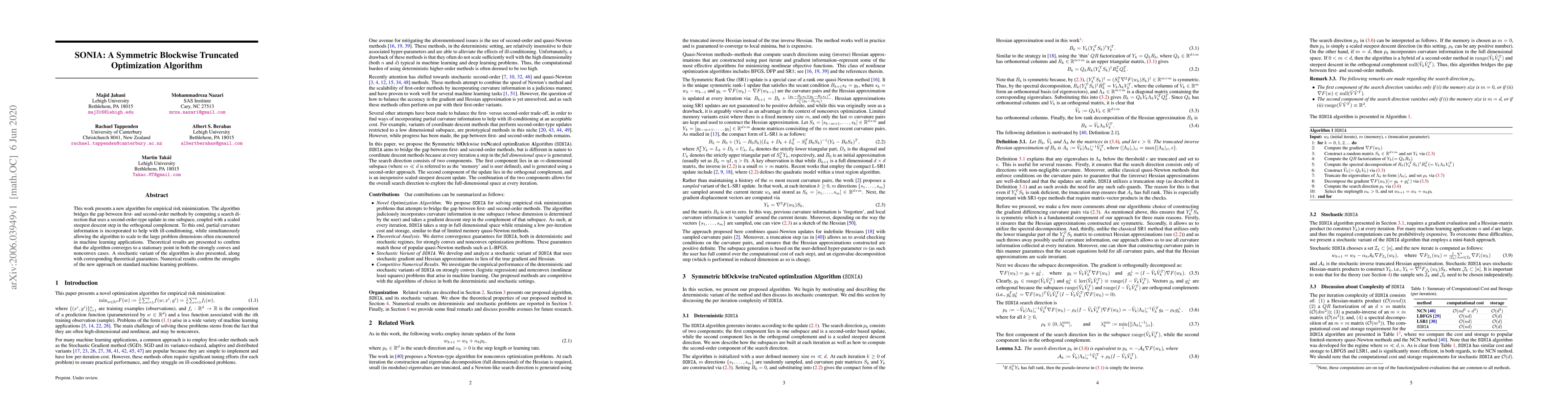 Thumbnail for SONIA: A Symmetric Blockwise Truncated Optimization Algorithm