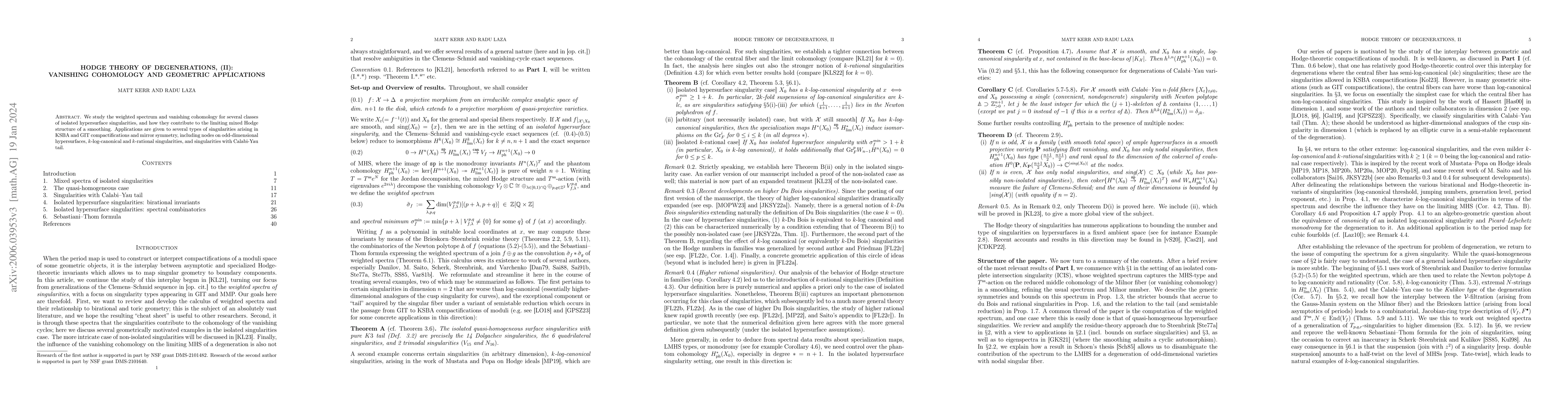 Thumbnail for Hodge theory of degenerations, (II): vanishing cohomology and geometric
  applications