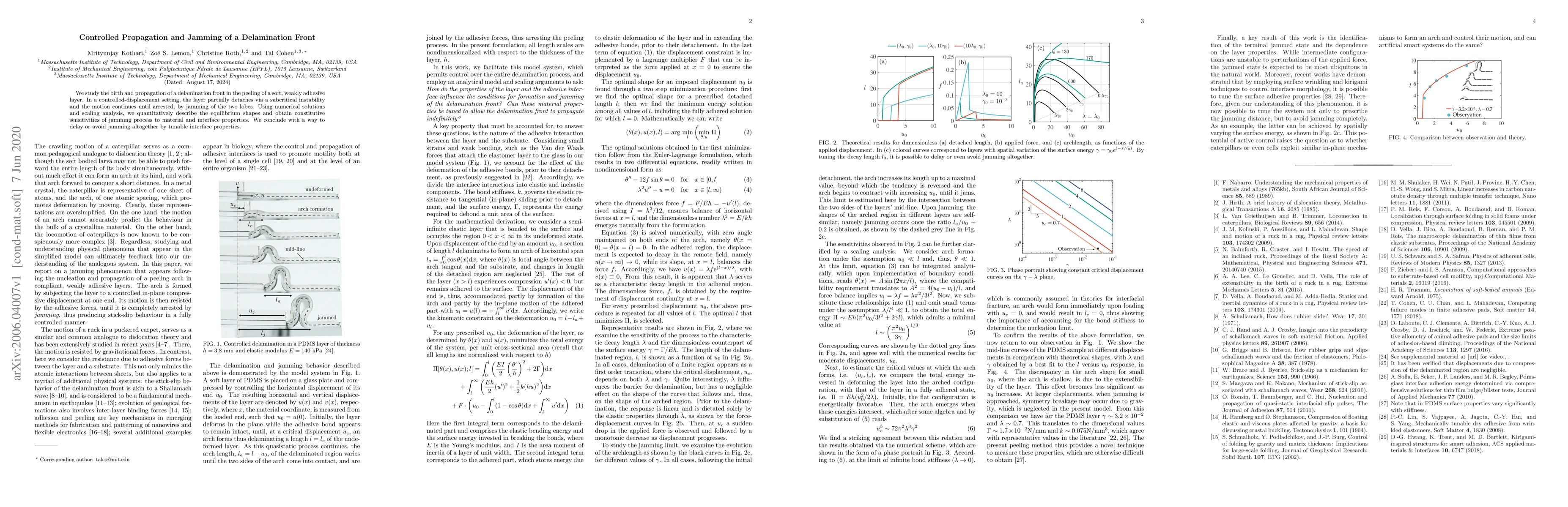 Thumbnail for Controlled Propagation and Jamming of a Delamination Front