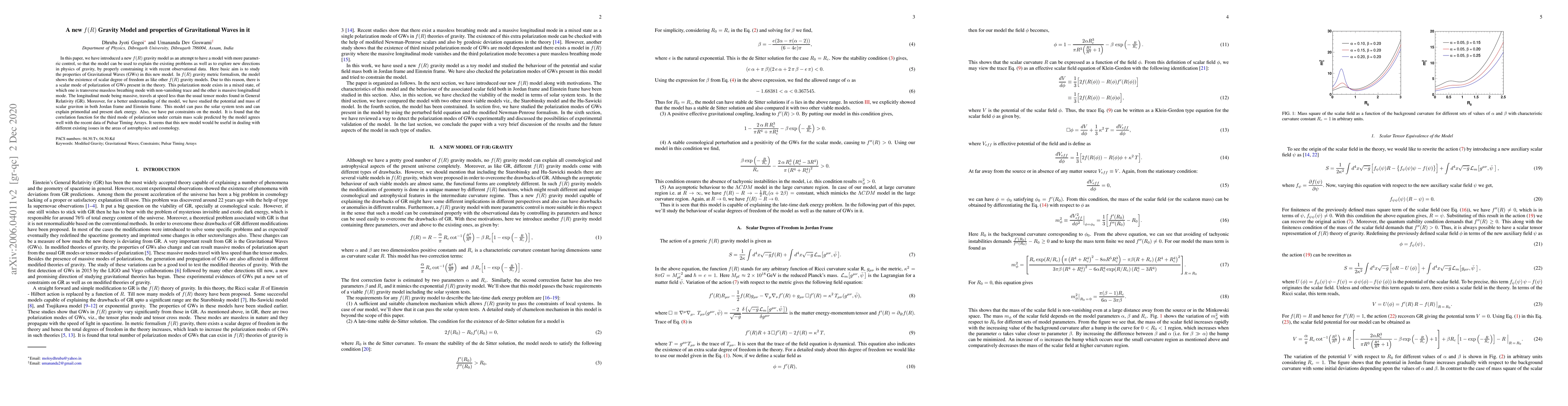 Thumbnail for A new f(R) Gravity Model and properties of Gravitational Waves in it