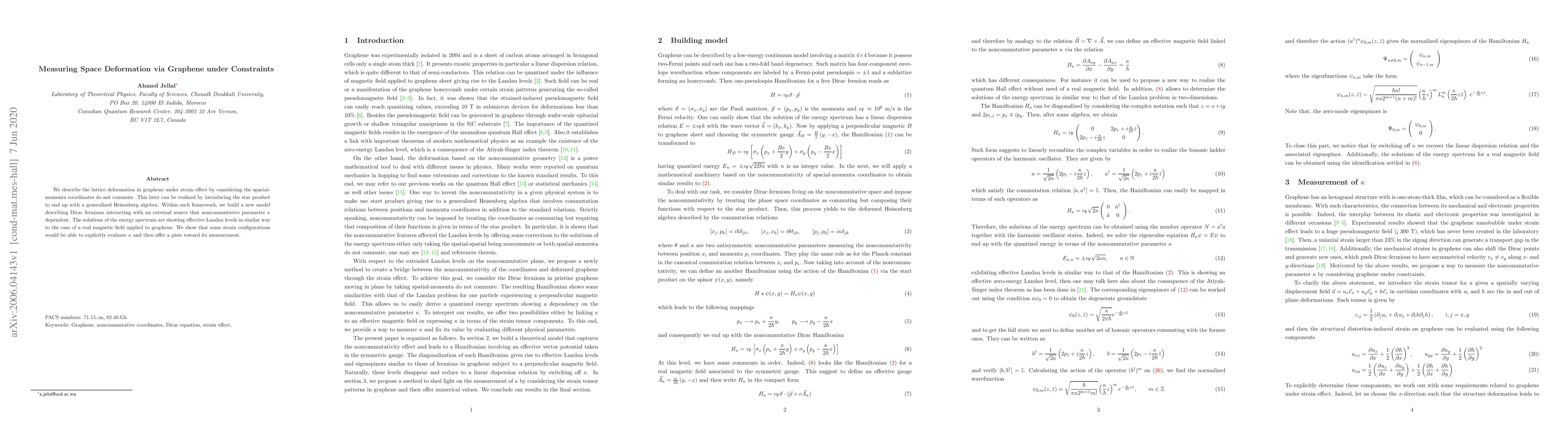 Thumbnail for Measuring Space Deformation via Graphene under Constraints