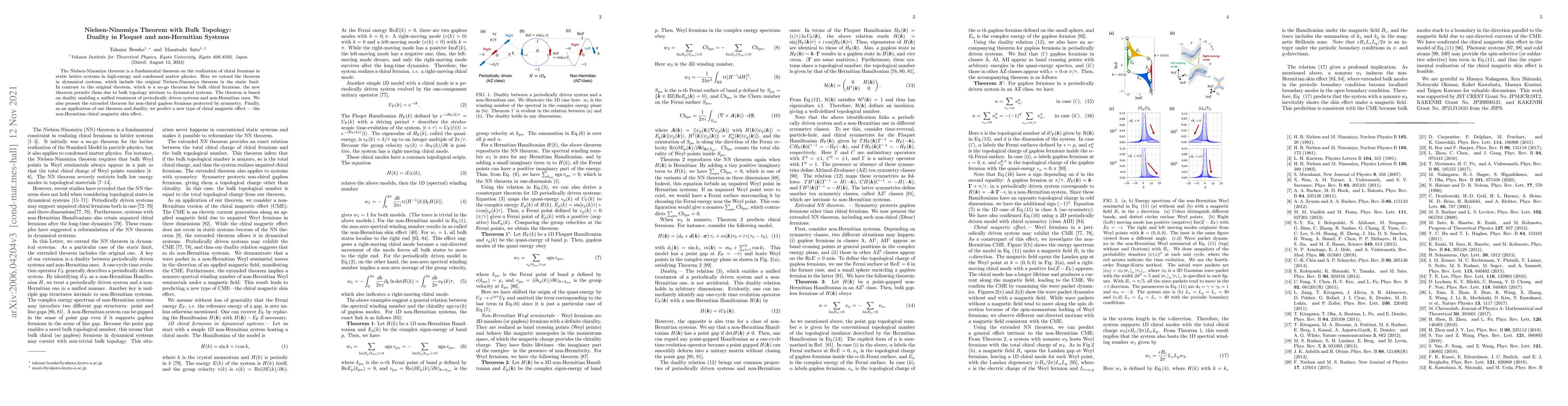 Thumbnail for Nielsen-Ninomiya Theorem with Bulk Topology: Duality in Floquet and
  Non-Hermitian Systems