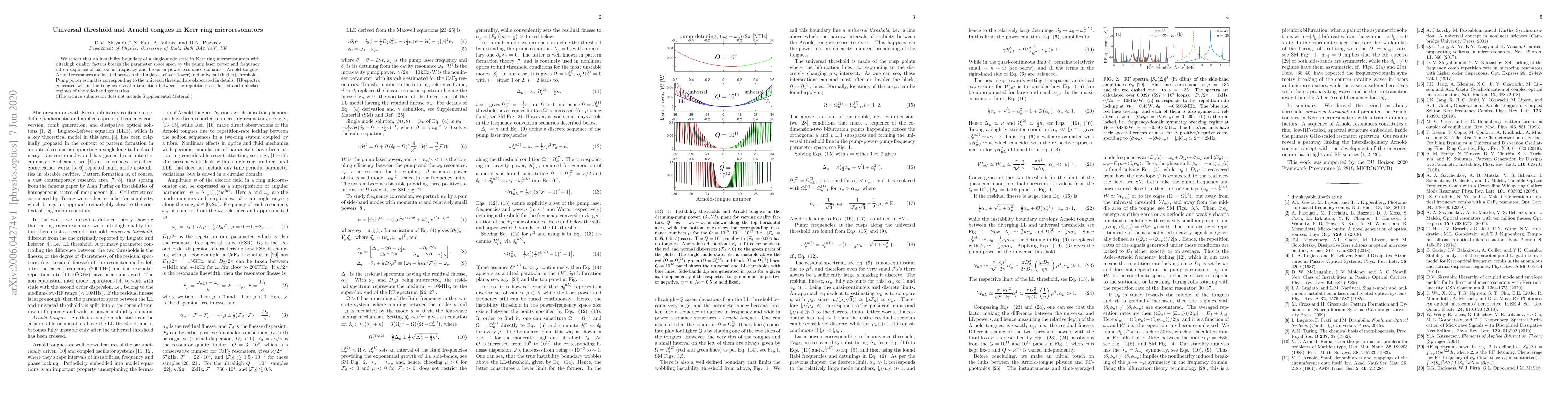 Thumbnail for Universal threshold and Arnold tongues in Kerr ring microresonators
