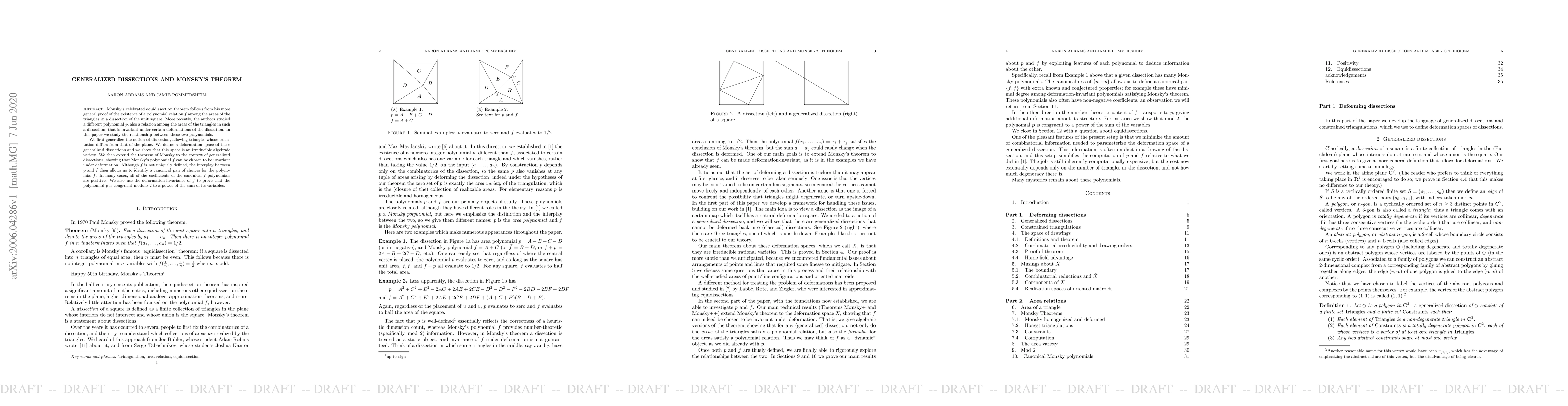Thumbnail for Generalized Dissections and Monsky's Theorem
