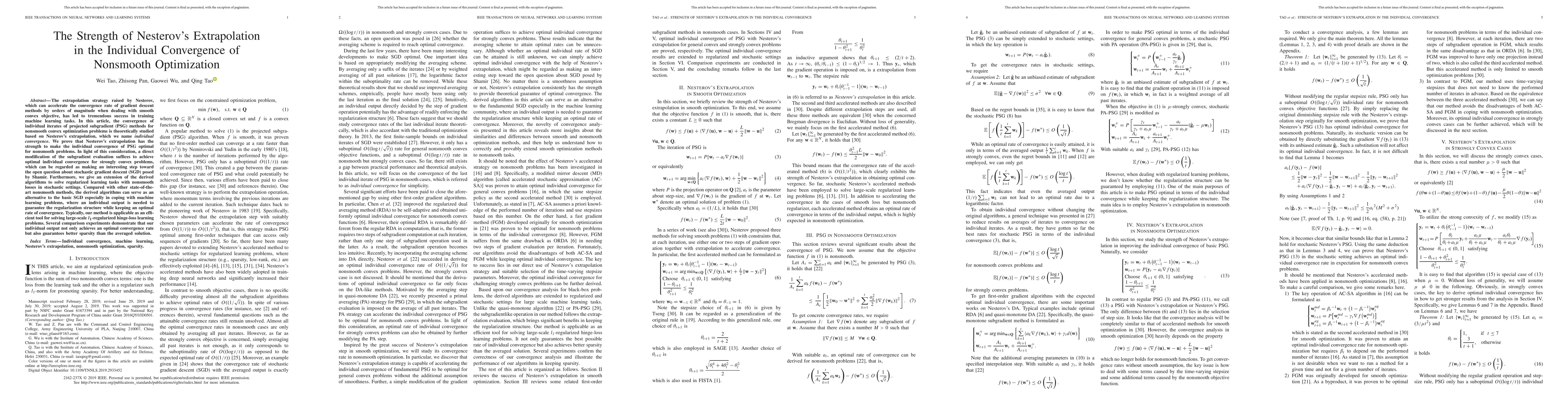 Thumbnail for The Strength of Nesterov's Extrapolation in the Individual Convergence
  of Nonsmooth Optimization