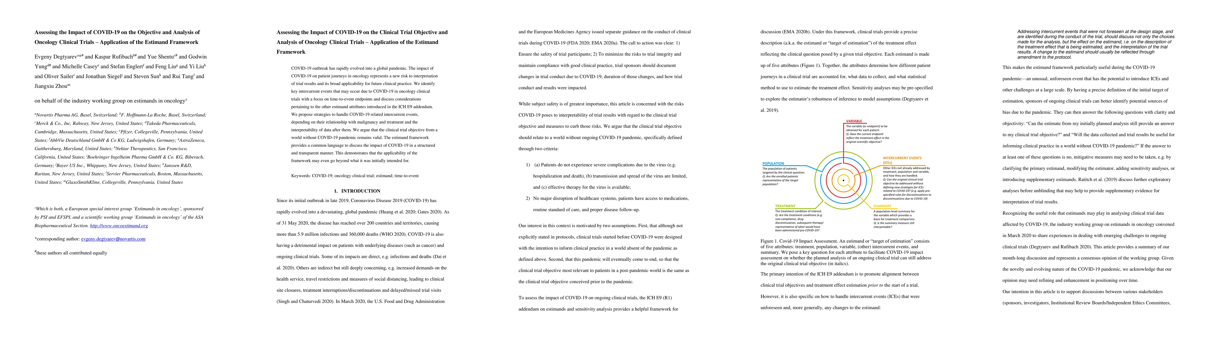 Thumbnail for Assessing the Impact of COVID-19 on the Objective and Analysis of
  Oncology Clinical Trials -- Application of the Estimand Framework