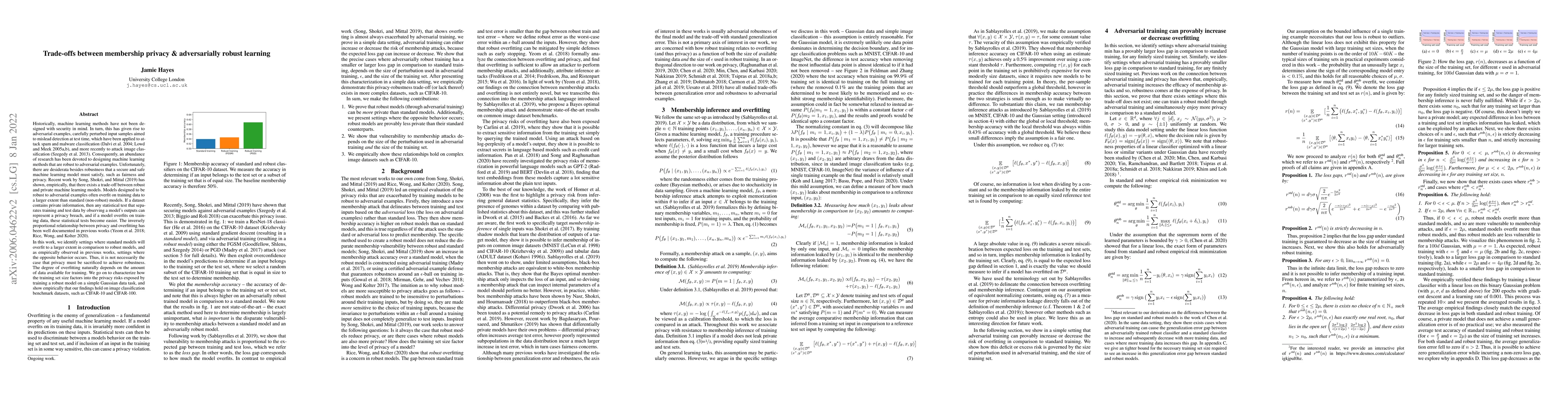 Thumbnail for Trade-offs between membership privacy & adversarially robust learning
